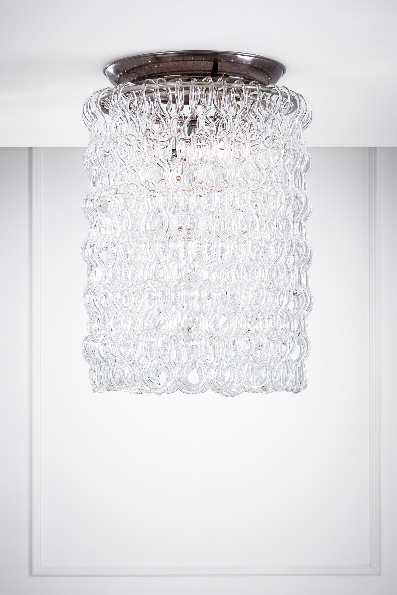 Vistosi - Lampadario in vetro trasparente con struttura in metallo nichelato