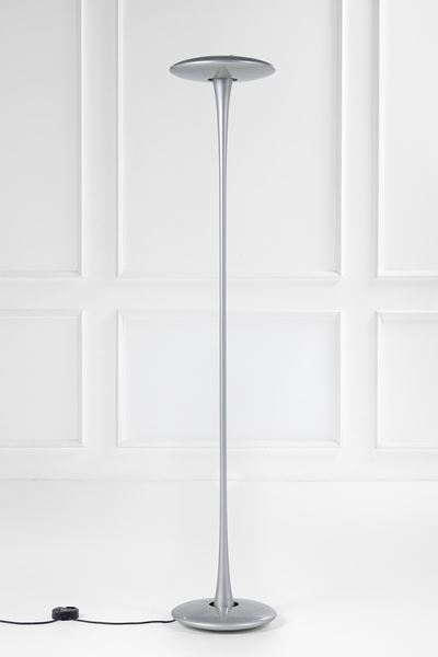 Lampada da terra modello Helice, alluminio verniciato argento