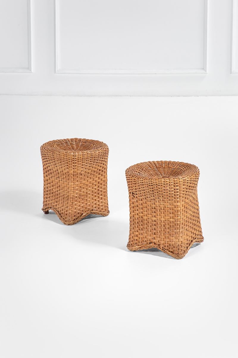 Vivai del Sud - Coppia di sgabelli in rattan intrecciato