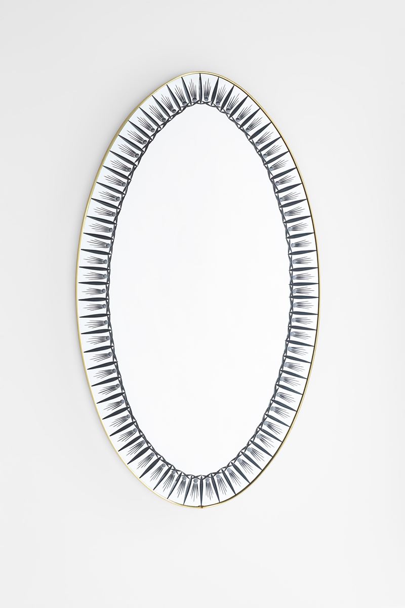 Cristal Art - Specchiera in ottone lucido con fascia incisa