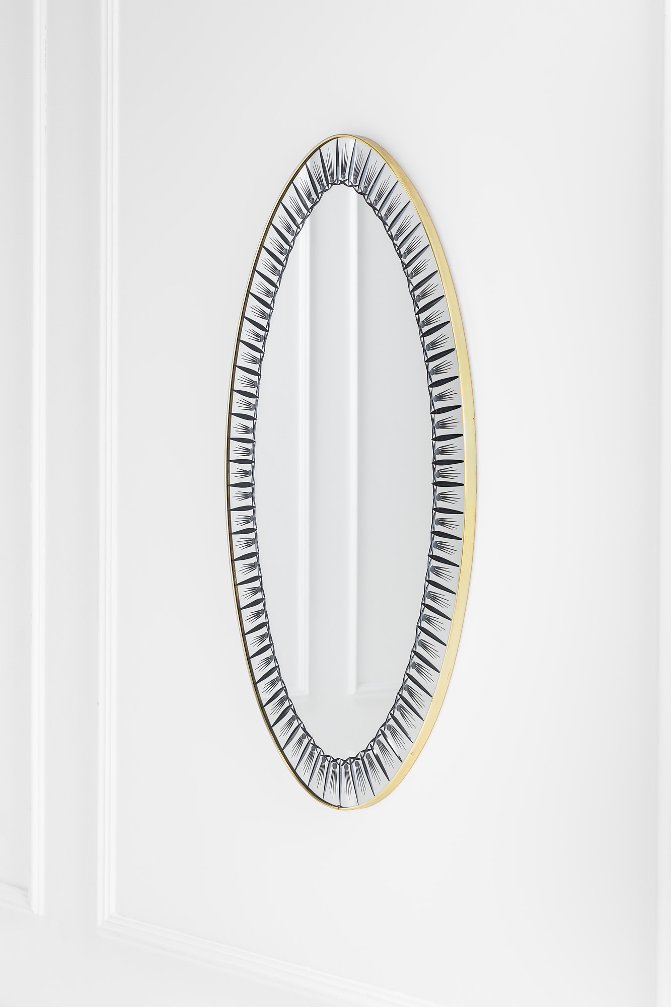 Cristal Art - Specchiera in ottone lucido con fascia incisa