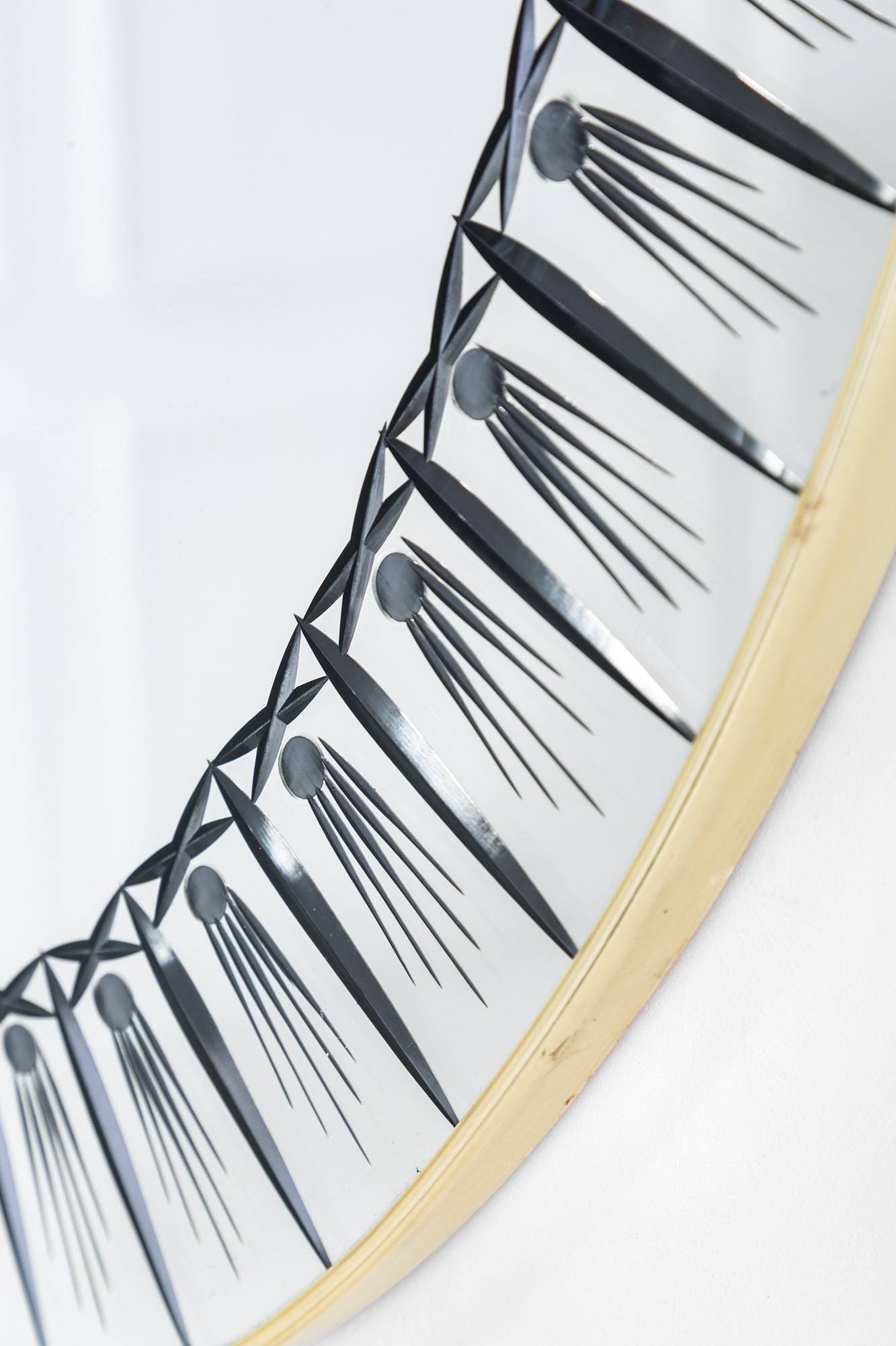 Cristal Art - Specchiera in ottone lucido con fascia incisa