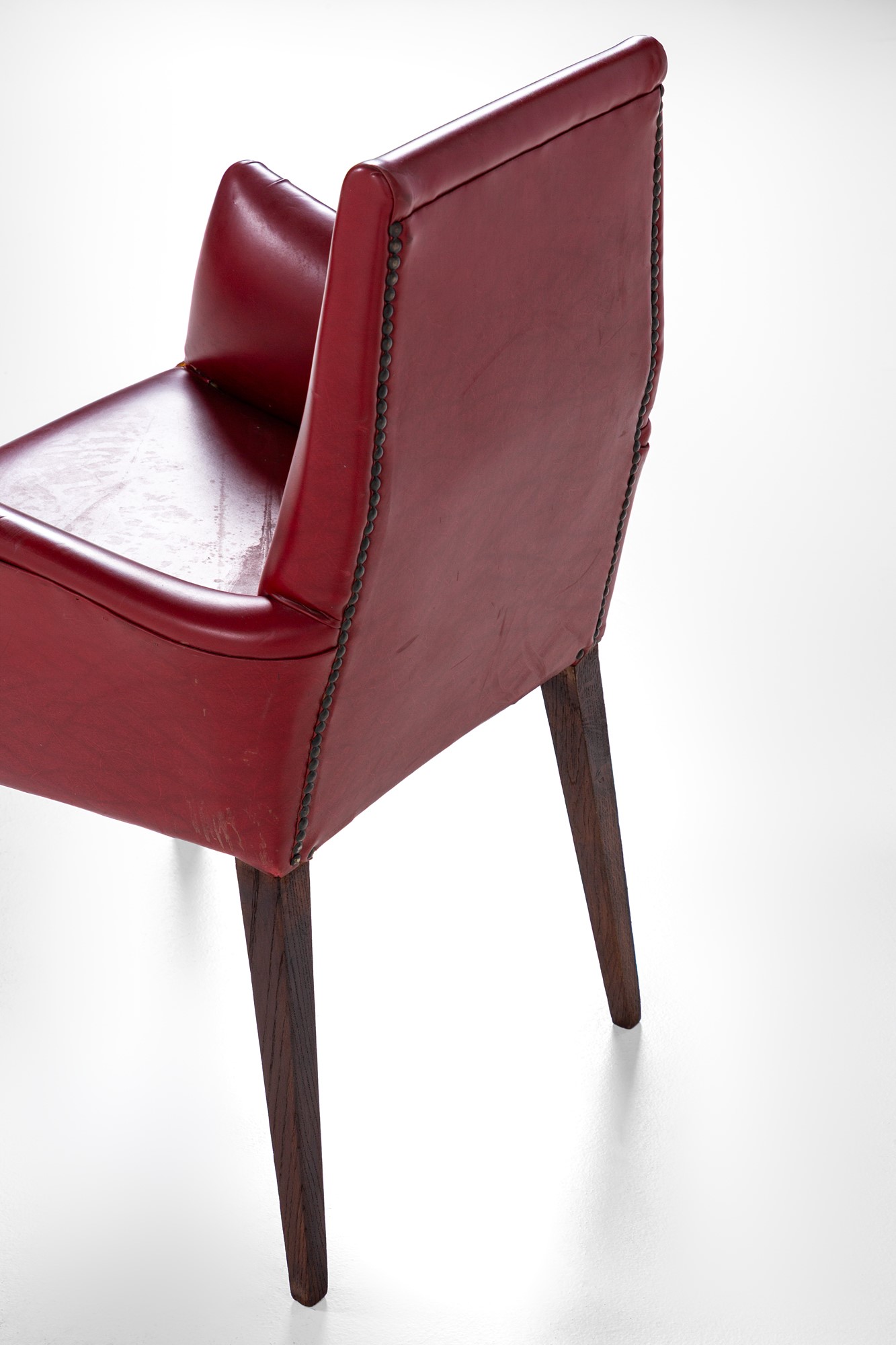 Due poltroncine da nave, legno e similpelle, ca. 1950