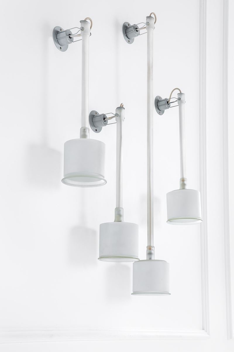 Roberto Menghi, Piero Castiglioni - Quattro lampade da parete o da soffitto mod. Canna Fiorita, F...