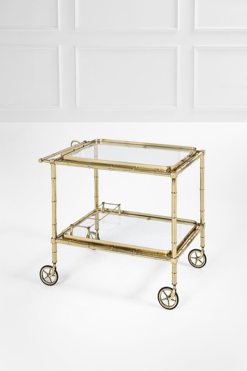 Maison Jansen (attr.) - Carrello di servizio con vassoio e portabottiglie