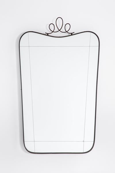 Specchio da parete, ottone e vetro specchiato (ca. 1950)