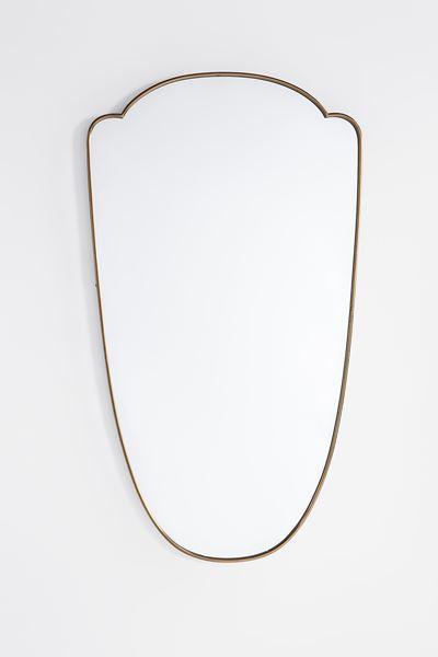 Specchio da parete, cornice in ottone e vetro specchiato