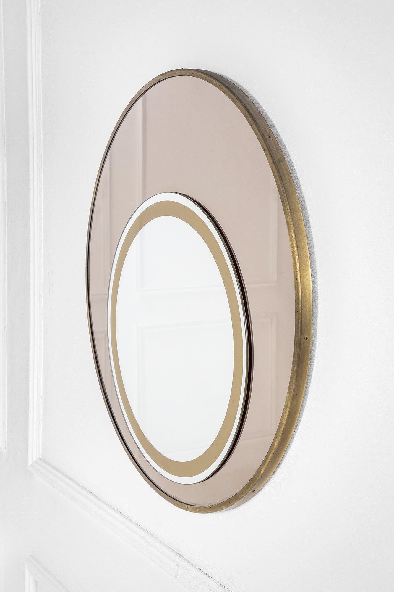 Cristal Art - Specchio da parete in vetro specchiato con cornice in ottone