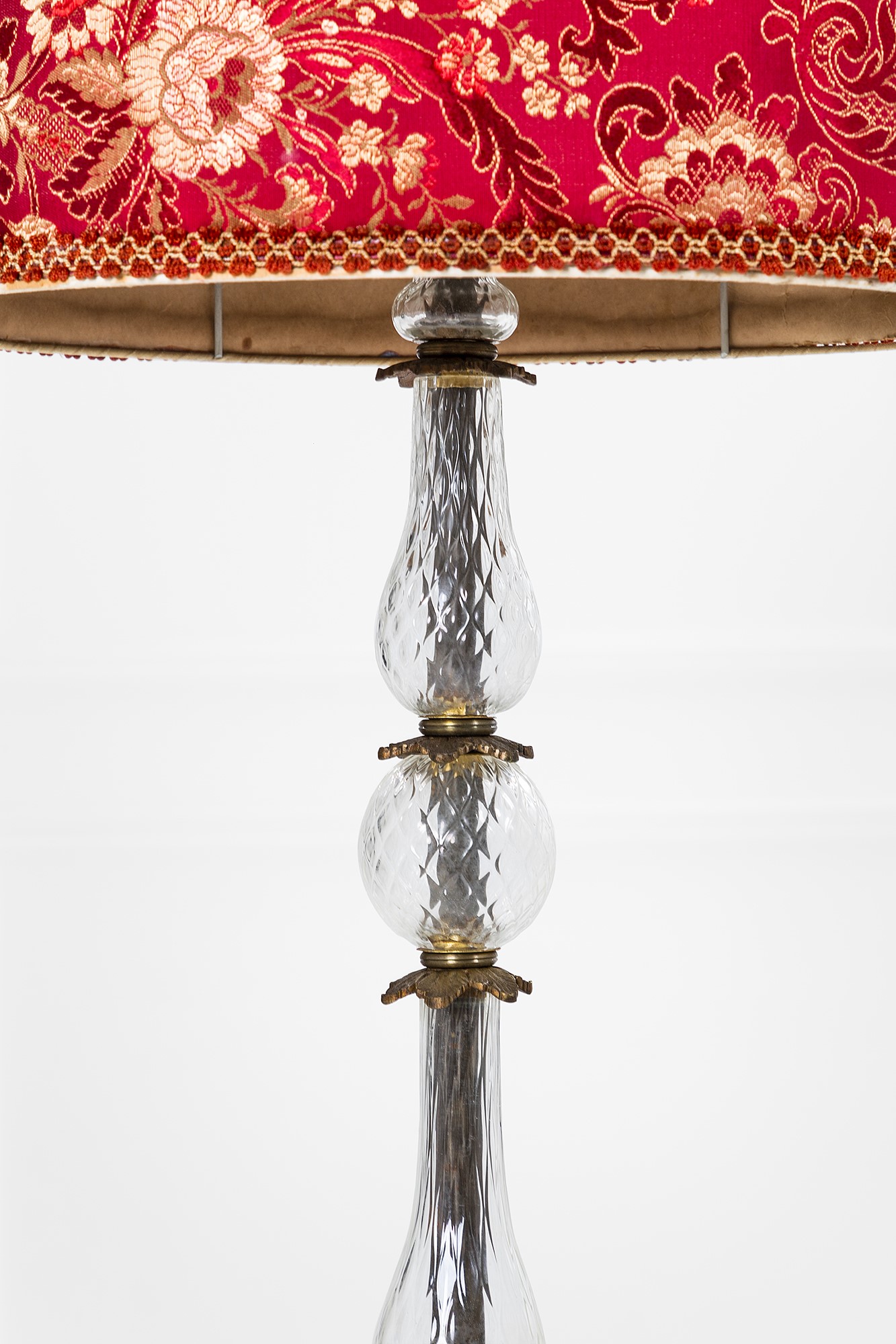 Seguso Vetri D'arte (attr.) - Lampada da terra in vetro balloton, vetro specchiato e ottone