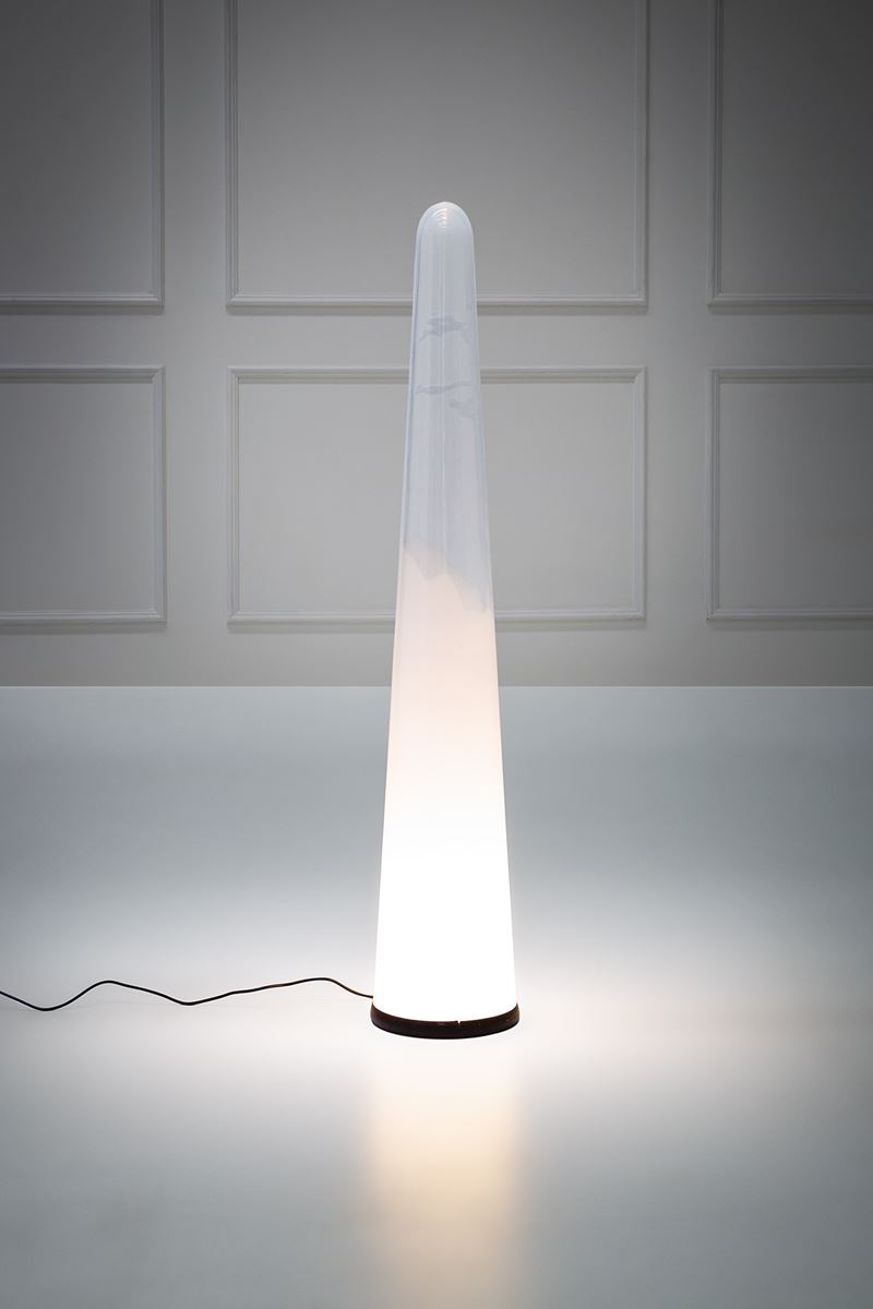 Leucos - Lampada da terra in vetro lattimo e trasparente