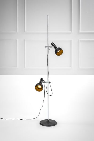 Lampada da terra, spot regolabili, metallo cromato e verniciato (ca. 1960)