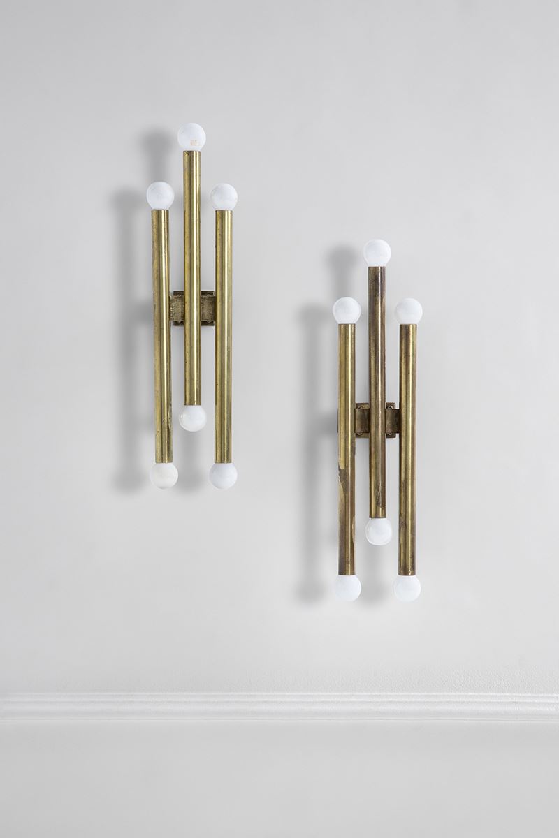 Gio Ponti - Due lampade da parete in ottone lucido (produzione Candle, 1960 ca.)