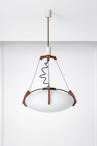 Lampada a sospensione in vetro opalino satinato