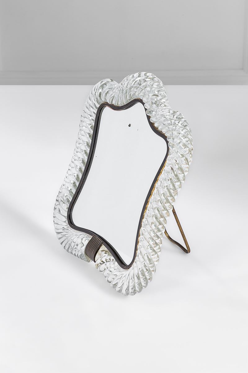Barovier & Toso - Cornice portafoto in ottone con vetro trasparente cordonato