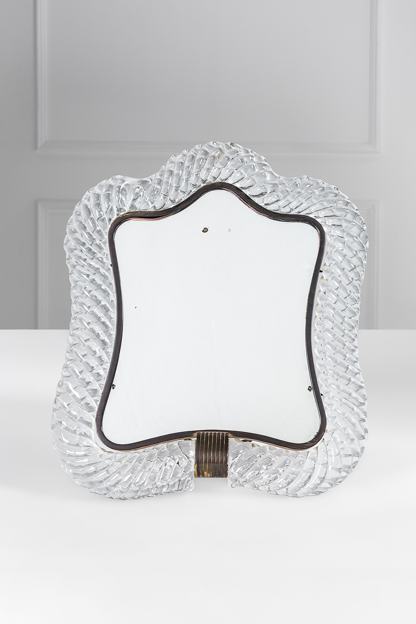 Barovier & Toso - Cornice portafoto in ottone con vetro trasparente cordonato
