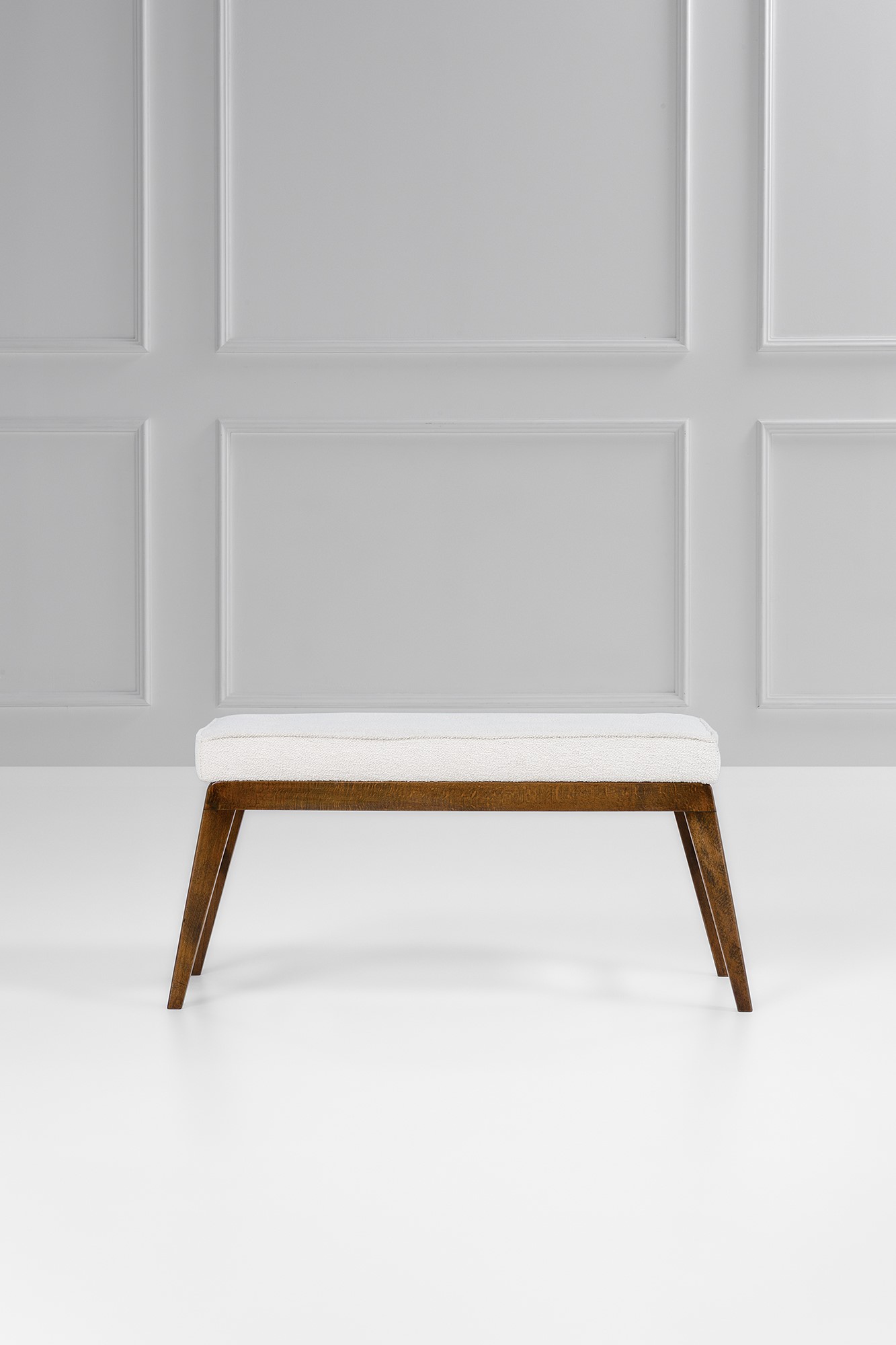 Scuola di Torino - Panca in legno massello sagomato con tessuto (circa 1950)