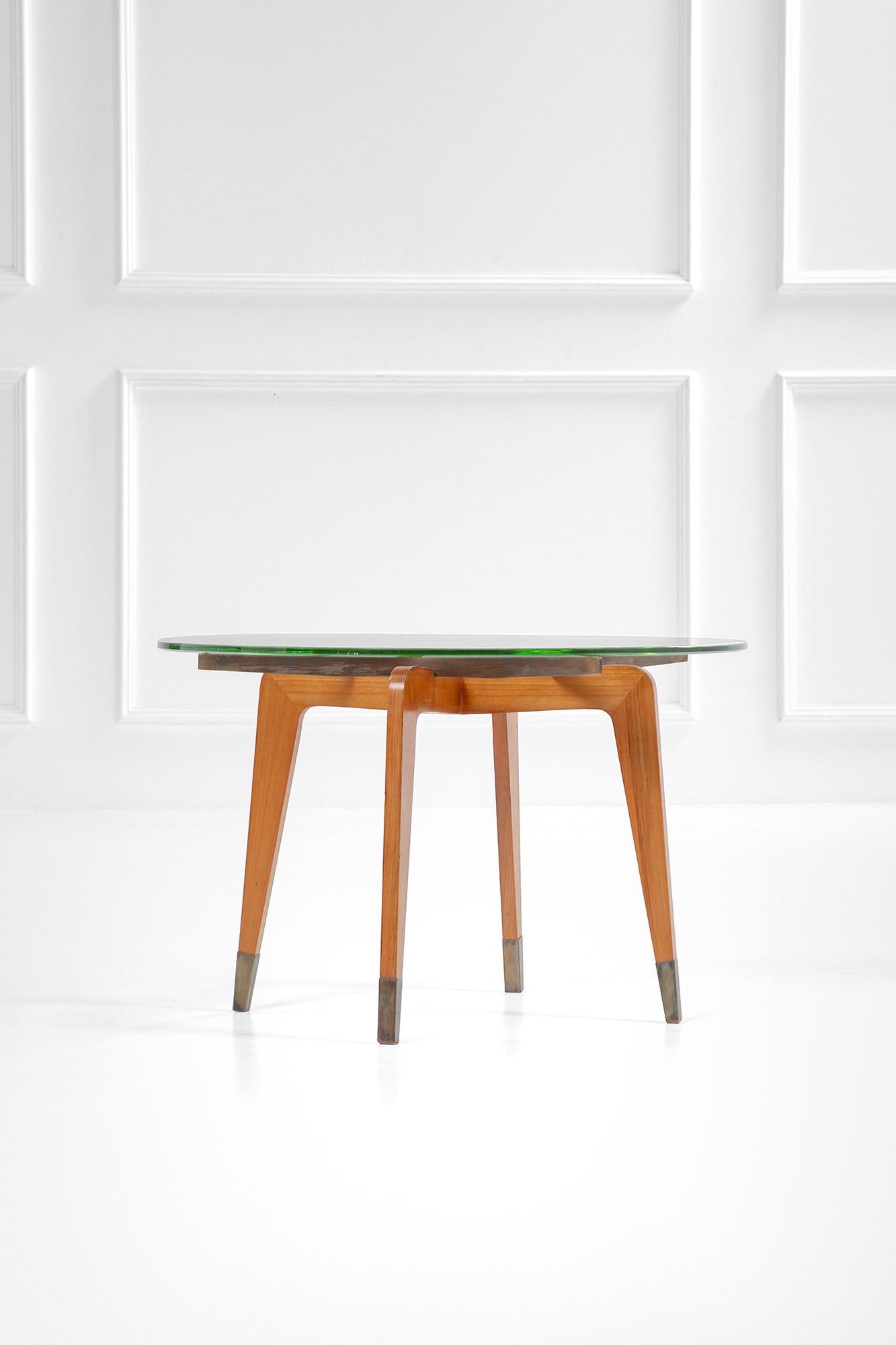 Gio Ponti, nel Gusto di - Gio Ponti, Tavolino in legno sagomato, ottone e cristallo molato