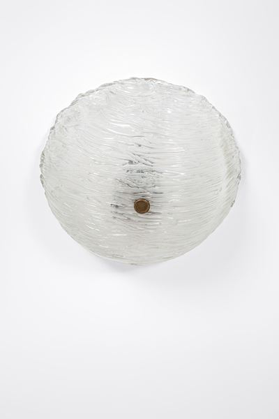 Lampada da plafone o da parete in vetro “corteccia” iridato e ottone