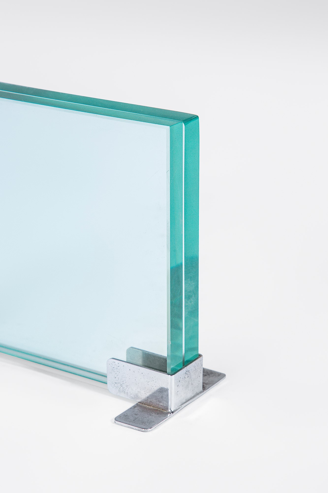 Fontana Arte - Portafoto in vetro molato e metallo nichelato