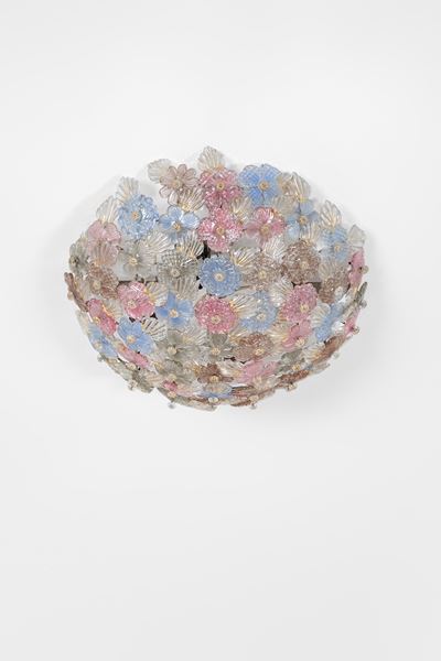 Lampada da plafone in vetro di Murano con foglia d’oro