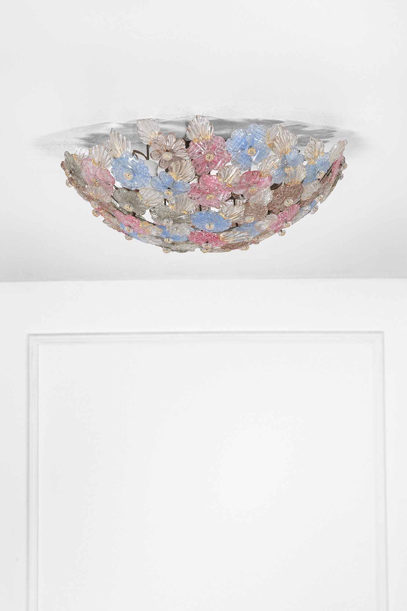 Seguso Vetri D'arte - Lampada da plafone in vetro di Murano con foglia d’oro