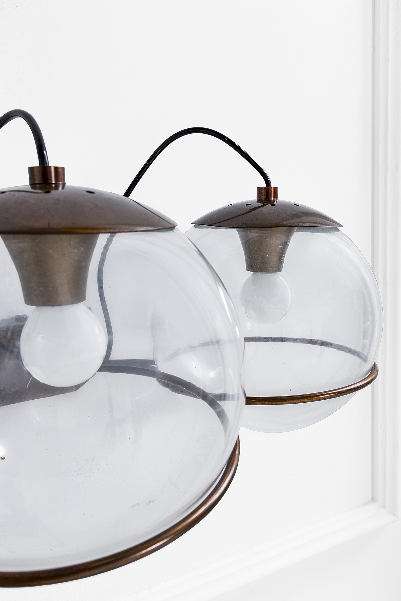 Candle - Due lampade da parete in ottone brunito e vetro trasparente