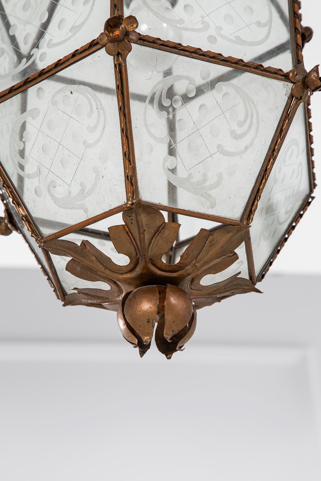 Compagnia di Venezia e Murano-pauly & C. (attr.) - Lampada a sospensione in metallo rame e vetro ...