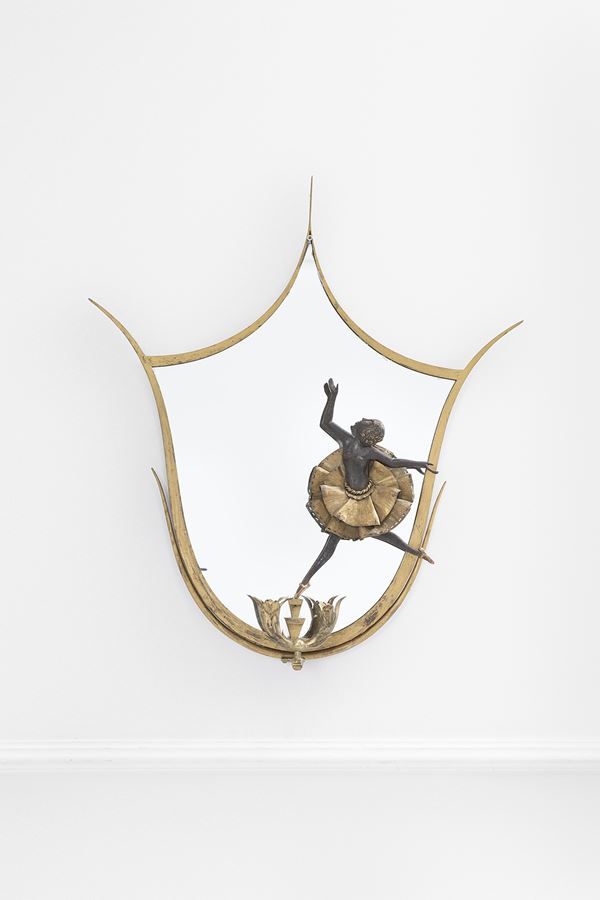 Specchio da parete con scultura raffigurante la famosa ballerina Josephine Baker