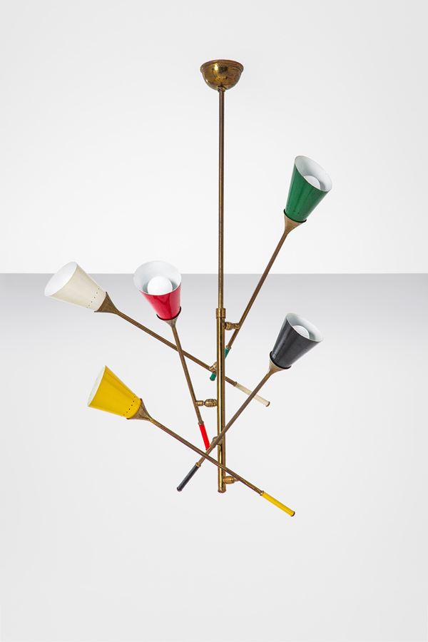 Lampadario a cinque bracci orientabili