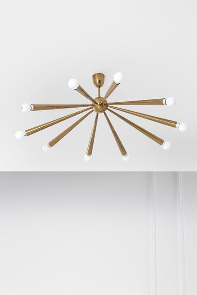 Lampadario Sputnik, ottone lucido, circa 1950