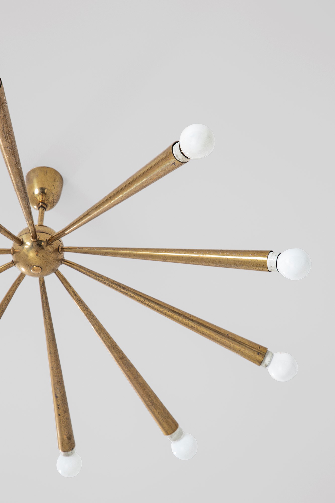 Lampadario Sputnik, ottone lucido, circa 1950