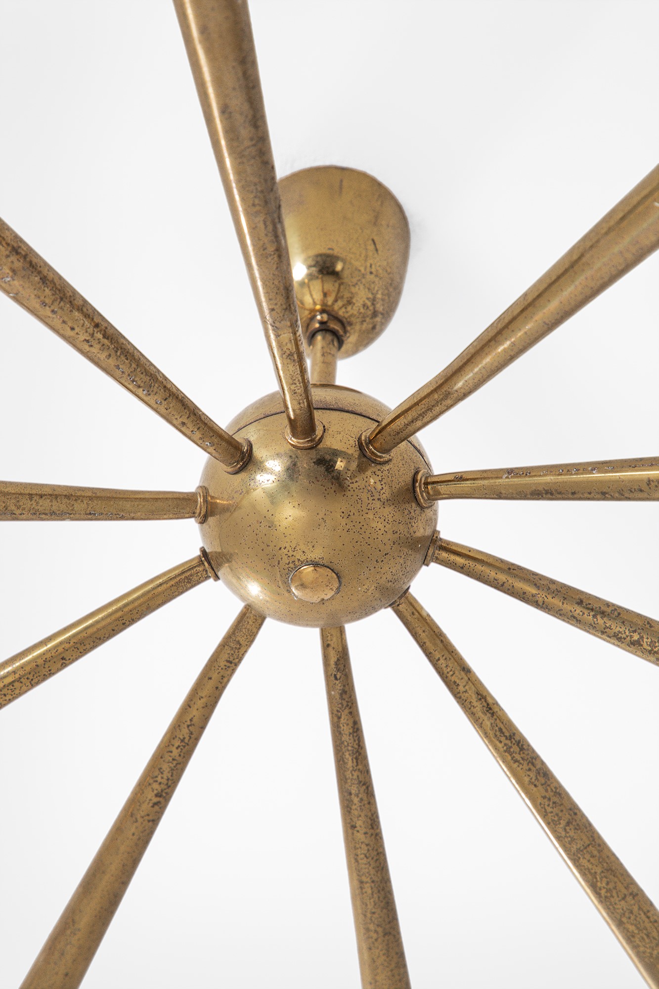 Lampadario Sputnik, ottone lucido, circa 1950
