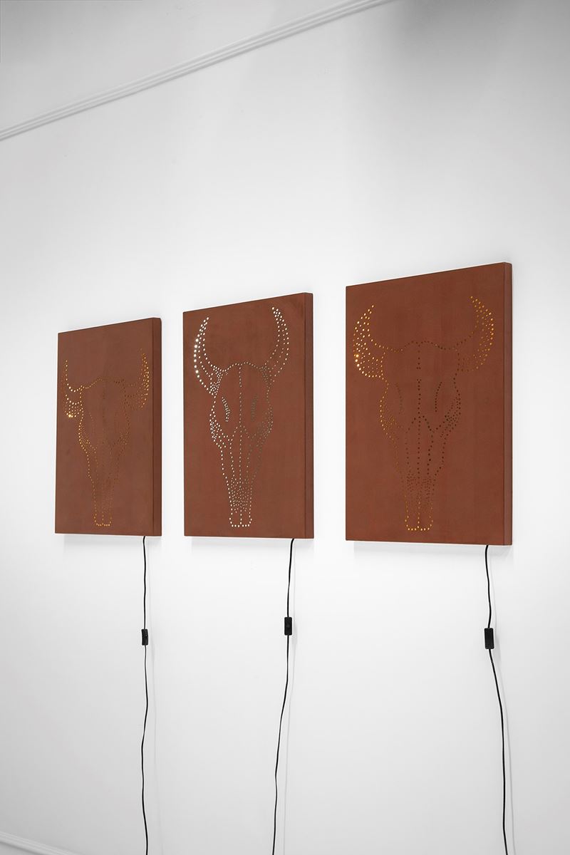 Nicolò Ceccarelli - Memento Mori, trittico in ferro piegato con finitura corten