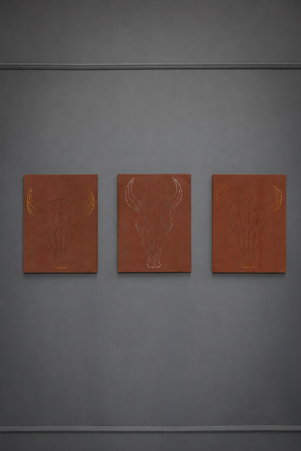 Nicolò Ceccarelli - Memento Mori, trittico in ferro piegato con finitura corten