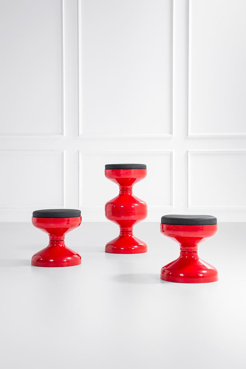 Achille e Pier Giacomo Castiglioni - Quattro Tavolini/sgabelli Mod. Rocchetto