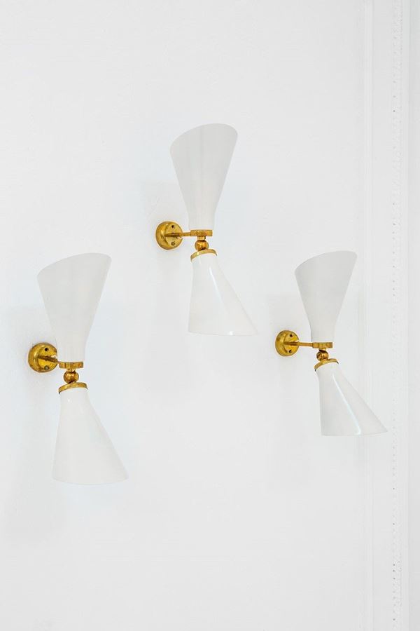Gino Sarfatti : Tre lampade da parete semiorie  - Asta Design - Incanto Casa d'Aste e Galleria