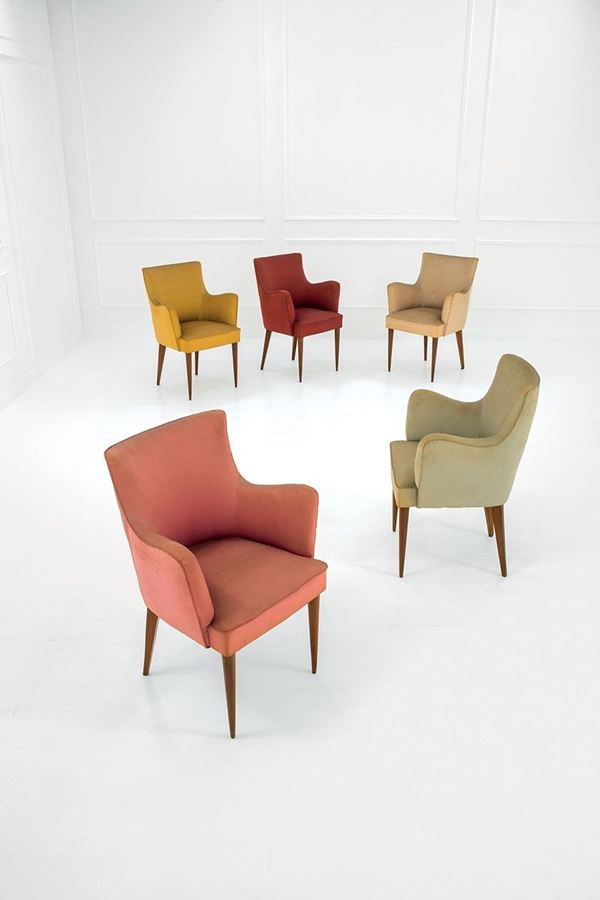 Osvaldo Borsani : Cinque poltroncine a pozzetto
  - Asta Design - Incanto Casa d'Aste e Galleria