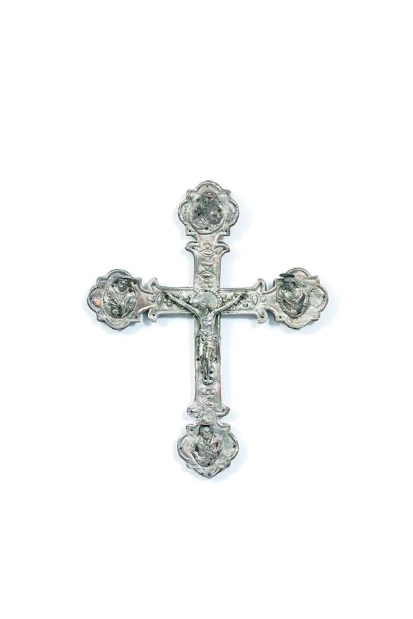 Croce astile in rame argentato