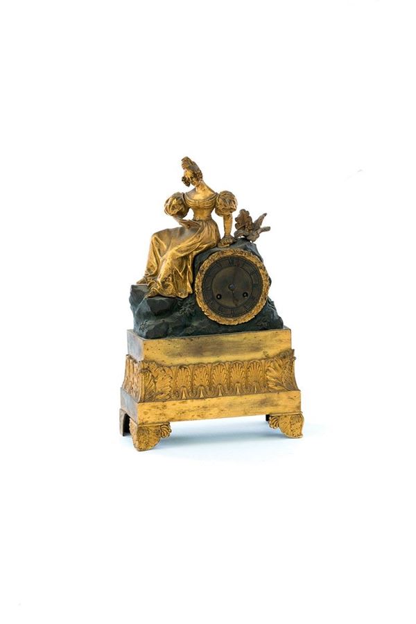 Orologio in bronzo con figura   - Asta Antiquariato - Incanto Casa d'Aste e Galleria