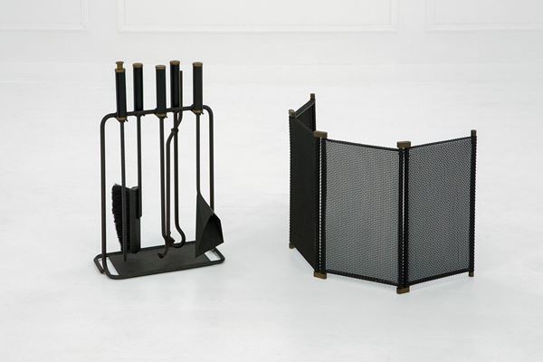 Afra e Tobia Scarpa : Attrezzi da camino ed un paras  - Asta Design - Incanto Casa d'Aste e Galleria