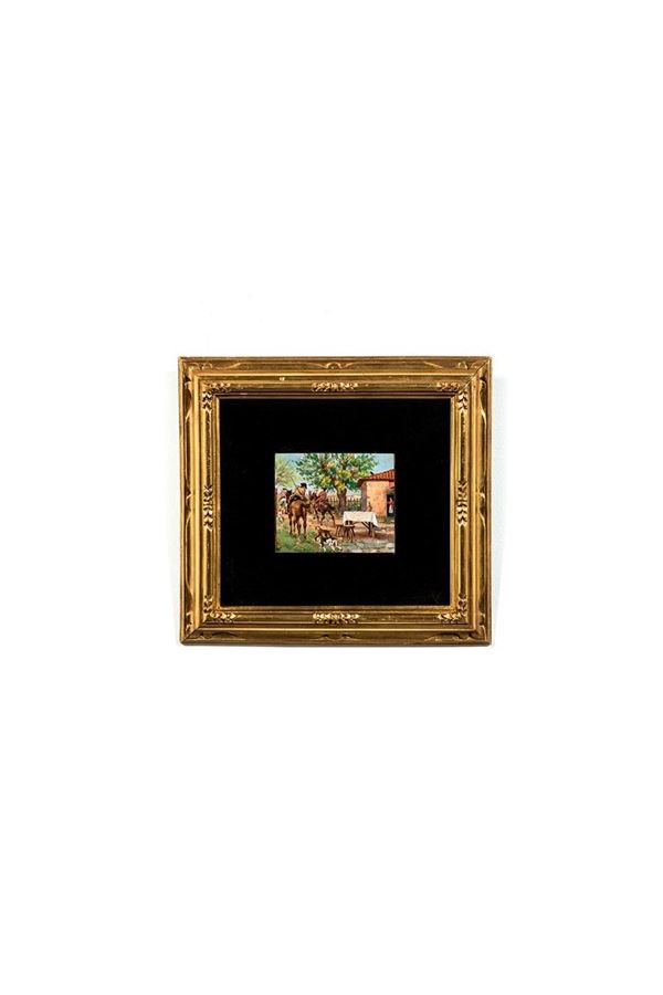 Partenza per la caccia
Olio s  - Asta Antiquariato - Incanto Casa d'Aste e Galleria