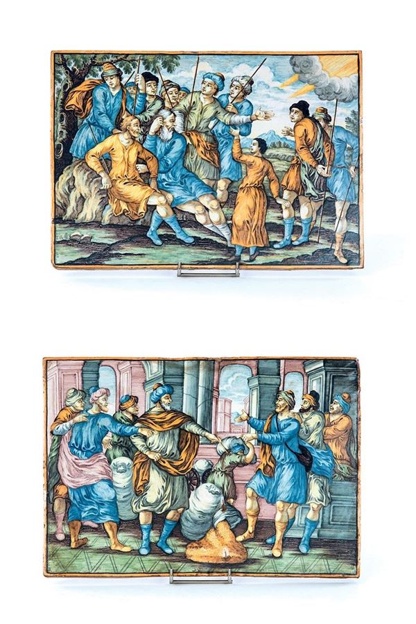 Sei piastrelle in maiolica pol