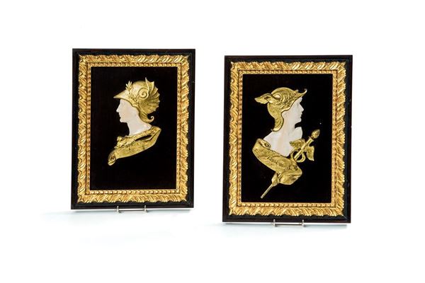 Jules Weyns : Coppia di bassorilievi crisoel  - Asta Antiquariato - Incanto Casa d'Aste e Galleria